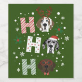 Ho Ho Ho Groot Deen Vrolijk Kerstfeest Wijn Etiket (Enkel label)