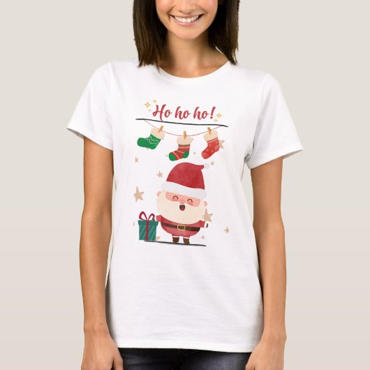 Ho Ho Ho Happy Santa Holiday T-shirt (Voorkant)