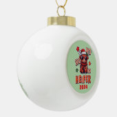 Ho Ho Ho Heifer Keramische Bal Ornament (Links)