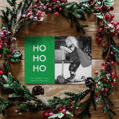 Ho Ho Ho | Heldergroene kerstfoto Feestdagenkaart