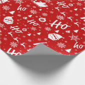 "Ho ho ho" Herten Santa Sneeuwvlok Cadeaupapier (Hoek)