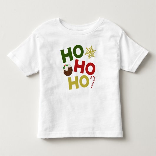 HO HO HO HO+Christmas Pudding, Snoep, Sneeuwvlok Kinder Shirts (Voorkant)