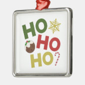 HO HO HO HO+Christmas Pudding, Snoep, Sneeuwvlok Metalen Ornament (Links)