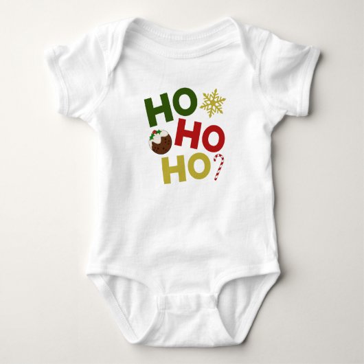 HO HO HO HO+Christmas Pudding, Snoep, Sneeuwvlok Romper (Voorkant)