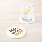 HO HO HO HO+Christmas Pudding, Snoep, Sneeuwvlok Zandsteen Onderzetter (Zijkant)