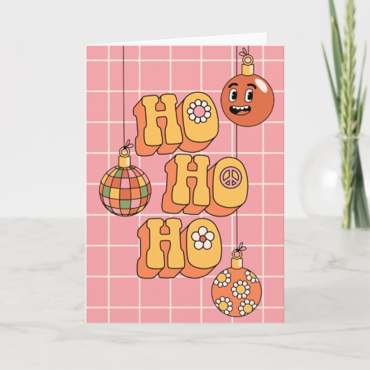 Ho Ho Ho Ho - Groovy Kerstfeest Feestdagen Kaart (Voorkant)