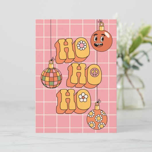 Ho Ho Ho Ho - Groovy Kerstfeest Feestdagenkaart (Staand voorkant)