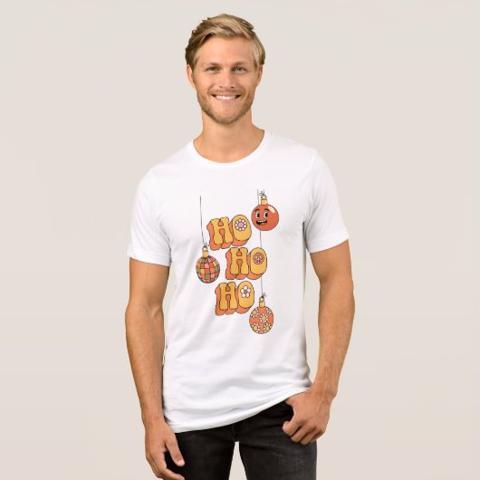 Ho Ho Ho Ho - Groovy Kerstfeest Tri-Blend Shirt (Voorkant volledig)