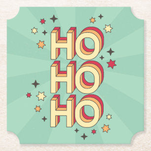Ho ho ho ho kerst seizoensgebonden tekst en sterre kartonnen onderzetters