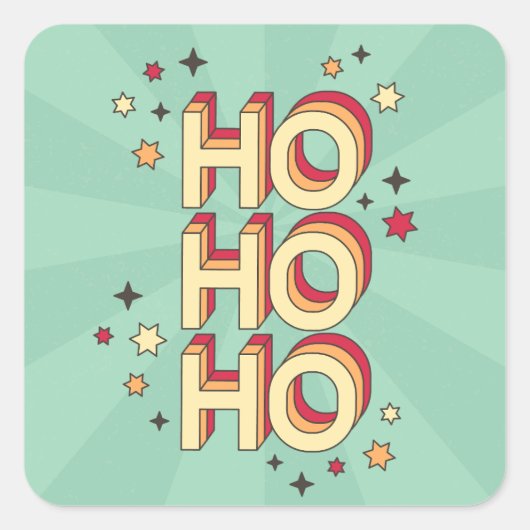 Ho ho ho ho kerst seizoensgebonden tekst en sterre vierkante sticker (Voorkant)