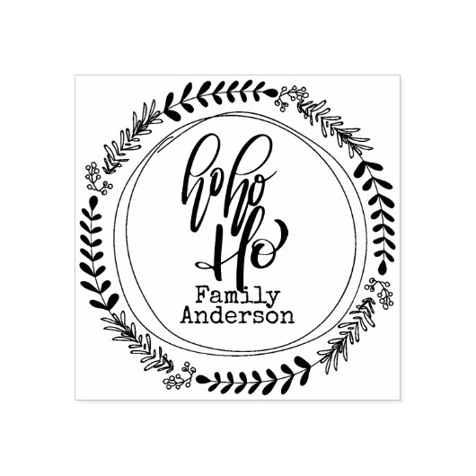 HO HO HO HO Kerstmis Kalligrafie Gepersonaliseerde Rubberstempel (Afrduk)