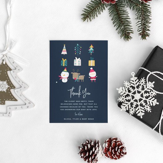 HO HO HO HO Kerstmis Paar Baby shower Bedankkaart