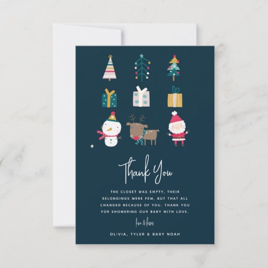 HO HO HO HO Kerstmis Paar Baby shower Bedankkaart (Voorkant)