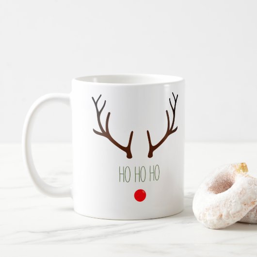 "Ho ho ho ho" Minimale Rudolph the Red Nosed Reind Koffiemok (Met donut)