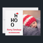 Ho Ho Ho Ho: Vrolijk kerstfeest Feestdagenkaart<br><div class="desc">Ho Ho Ho Ho: Vrolijk kerstfeest! Minimalistische cadeaus met familienaam en rode kerstmutsen. Fotosjabloon via Pixabay gelicentieerd onder CC0 en moet worden vervangen door uw eigen foto</div>