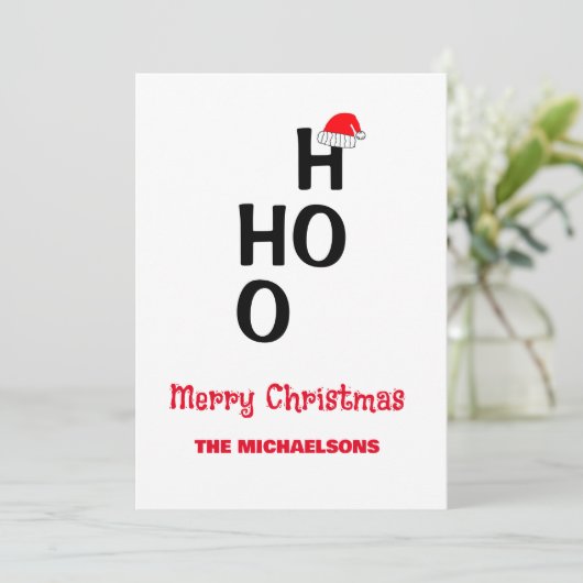 Ho Ho Ho Ho: Vrolijk kerstfeest Feestdagenkaart (Staand voorkant)