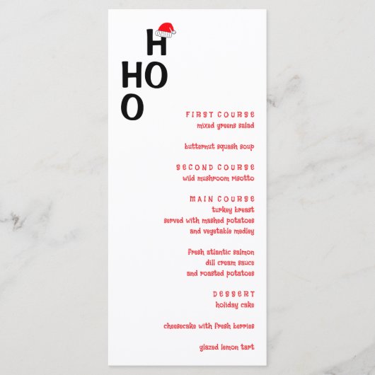 Ho Ho Ho Ho: Vrolijk kerstfeest Menu (Voorkant)