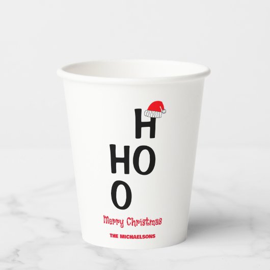 Ho Ho Ho Ho: Vrolijk kerstfeest Papieren Bekers (Voorkant)