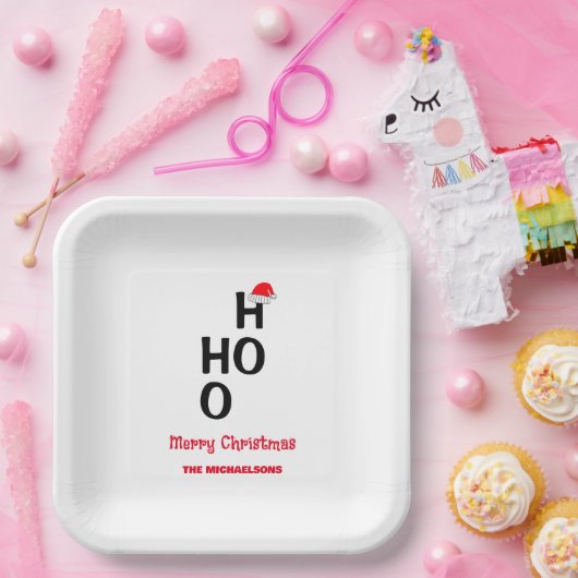 Ho Ho Ho Ho: Vrolijk kerstfeest Papieren Bordje (Feest)