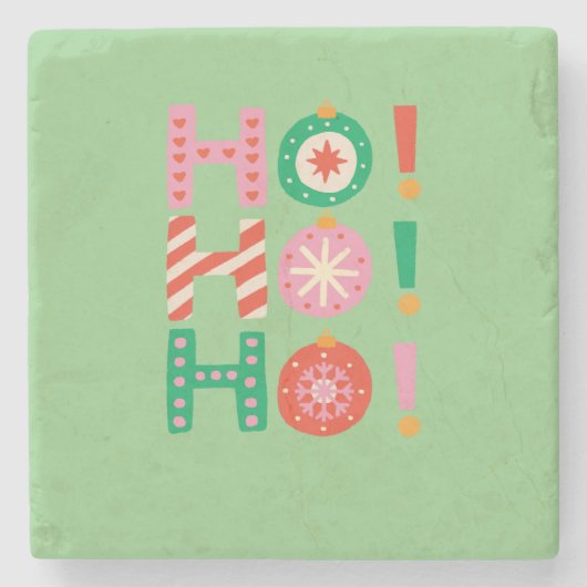 HO HO HO HO VROLIJK KERSTMIS SEIZOENSGESCHENK STENEN ONDERZETTER (Voorkant)