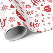 Ho Ho Ho Ho Wit & Rood Kerstpatroon Cadeaupapier (Rol Hoek)