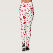 Ho Ho Ho Ho Wit & Rood Kerstpatroon Lang Leggings (Achterkant)