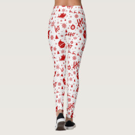 Ho Ho Ho Ho Wit & Rood Kerstpatroon Lang Leggings
