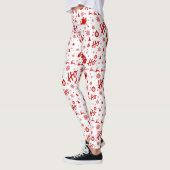 Ho Ho Ho Ho Wit & Rood Kerstpatroon Lang Leggings (Links)
