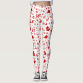 Ho Ho Ho Ho Wit & Rood Kerstpatroon Lang Leggings (Voorkant)