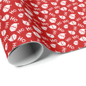 Ho Ho Ho Ho Wit & Rood Santa Gezicht Patroon Cadeaupapier (Rol Hoek)