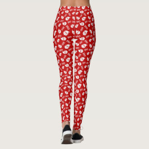 Ho Ho Ho Ho Wit & Rood Santa Gezicht Patroon Lang Leggings