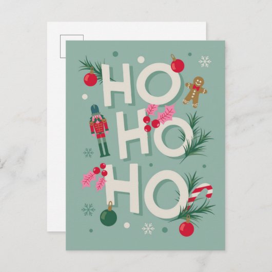 Ho Ho Ho Holiday Cheer Feestdagenkaart (Voorkant / Achterkant)