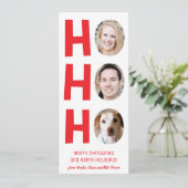 Ho Ho Ho Holiday-fotokaart met patterned Backer Feestdagenkaart (Staand voorkant)