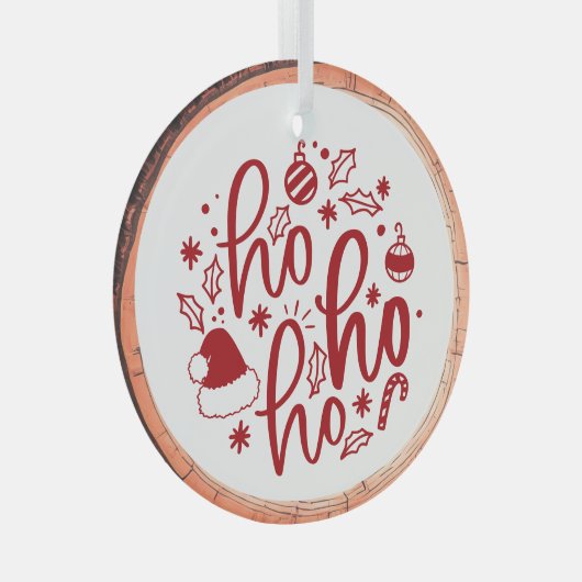 Ho Ho Ho Holiday Glas Ornament (Voorkant Rechts)