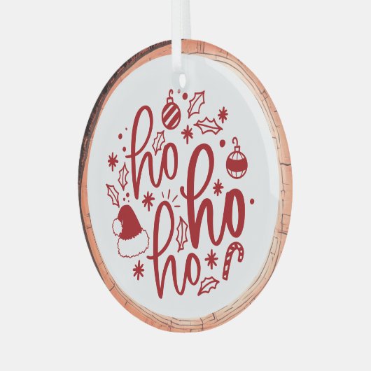 Ho Ho Ho Holiday Glas Ornament (Voorkant links)