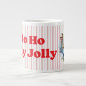 Ho Ho Ho Holy Jolly Christmas Striped Grote Koffiekop (Voorkant)