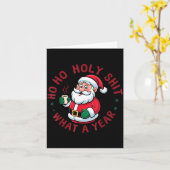 Ho Ho Ho Holy What A Year Funny Santa Christmas Pa Kaart (Gele Bloem)