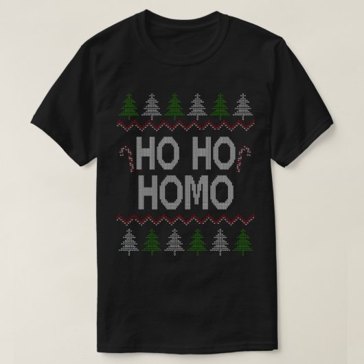 Ho Ho Ho Homo Homo Homosexual LGBT Gay Ugly kerst T-shirt (Design voorkant)