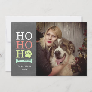 Ho Ho Ho Hond Pootafdruk Kerst Foto Feestdagenkaart