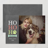 Ho Ho Ho Hondenpootafdruk Kerst Foto Feestdagenkaart (Voorkant / Achterkant)