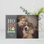 Ho Ho Ho Hondenpootafdruk Kerst Foto Feestdagenkaart (Staand voorkant)