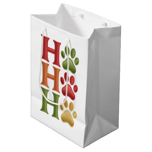 Ho Ho Ho Hondenpoten Medium Cadeauzakje (Voorkant Gekanteld)