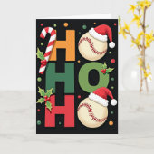 Ho Ho Ho honkbal kerstkaart Kaart (Gele Bloem)