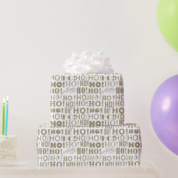 HO! HO! HO! in Zilver en Goud Confetti Kerst Cadeaupapier