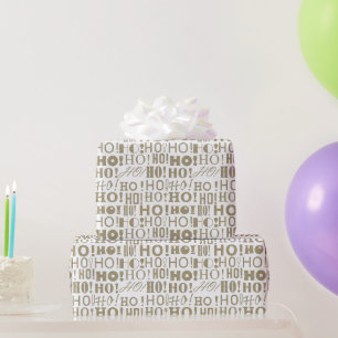 HO! HO! HO! in Zilver en Goud Confetti Kerst Cadeaupapier
