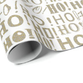 HO! HO! HO! in Zilver en Goud Confetti Kerst Cadeaupapier (Rol Hoek)