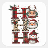 Ho Ho Ho Karakters Wit Vierkante Sticker (Voorkant)