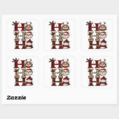 Ho Ho Ho Karakters Wit Vierkante Sticker (Vel)