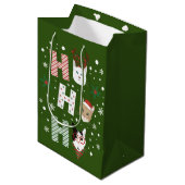 Ho Ho Ho Katten Prettig Kerstfeest Medium Cadeauzakje (Voorkant Gekanteld)