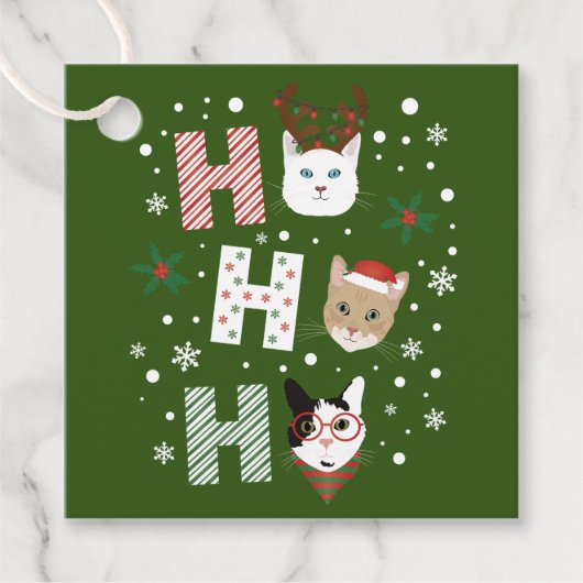 Ho Ho Ho Katten Vrolijk Kerstfeest Bedankjes Labels (Voorkant)